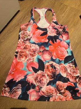 lululemon athletica Floral Racerback Tank - Coral, Pink, Teal, Navy